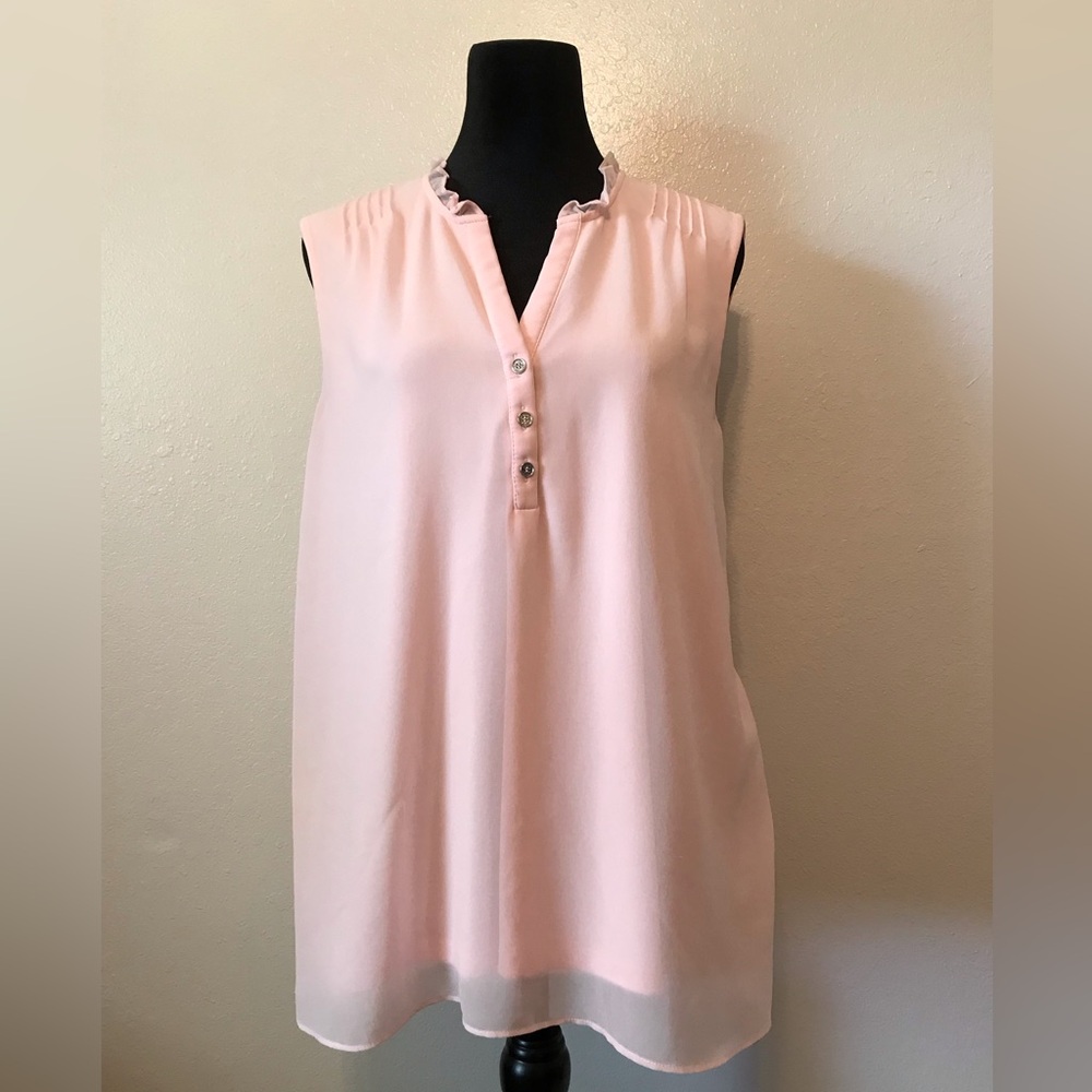 Calvin Klein Women’s Light Pink Tunic Top Sz L, Sleeveless, V-Neck